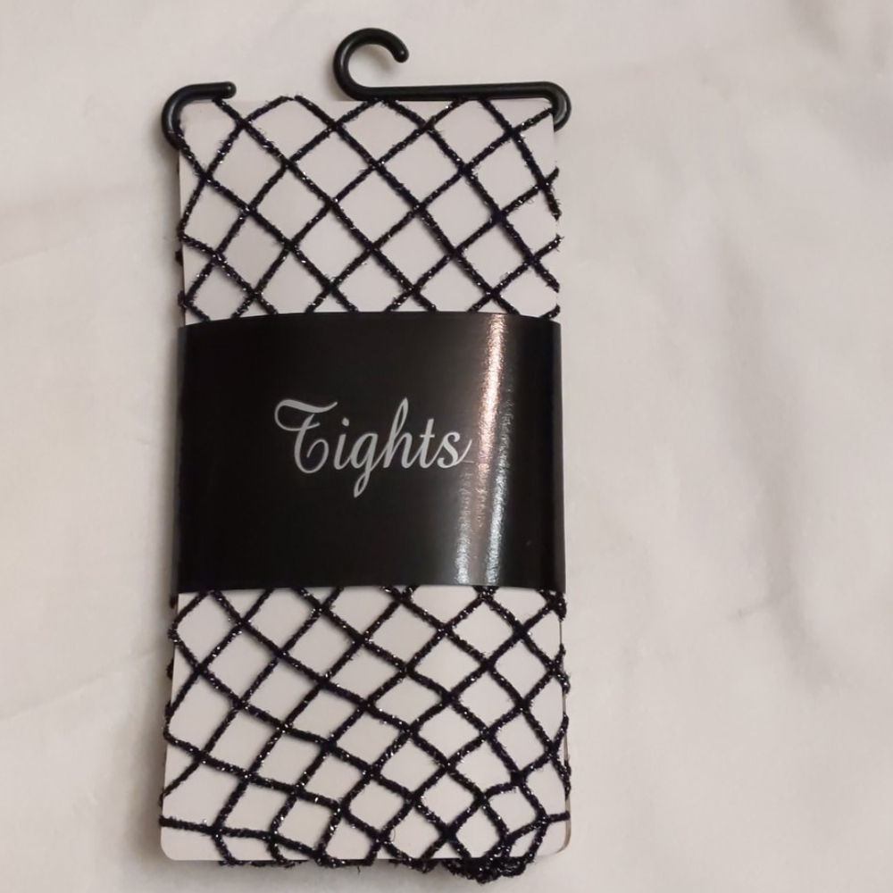 Hot topic black sparkle fishnet tights